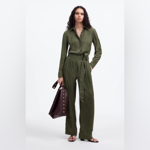 Madewell Relaxed Tie Front Wide Leg Jumpsuit - Picture 1 of 8